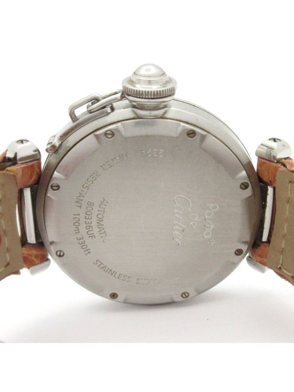 Cartier Watch Pasha C Small Date Boy's SS Tapestry Dial Croco Ivory - Picture 3 of 12